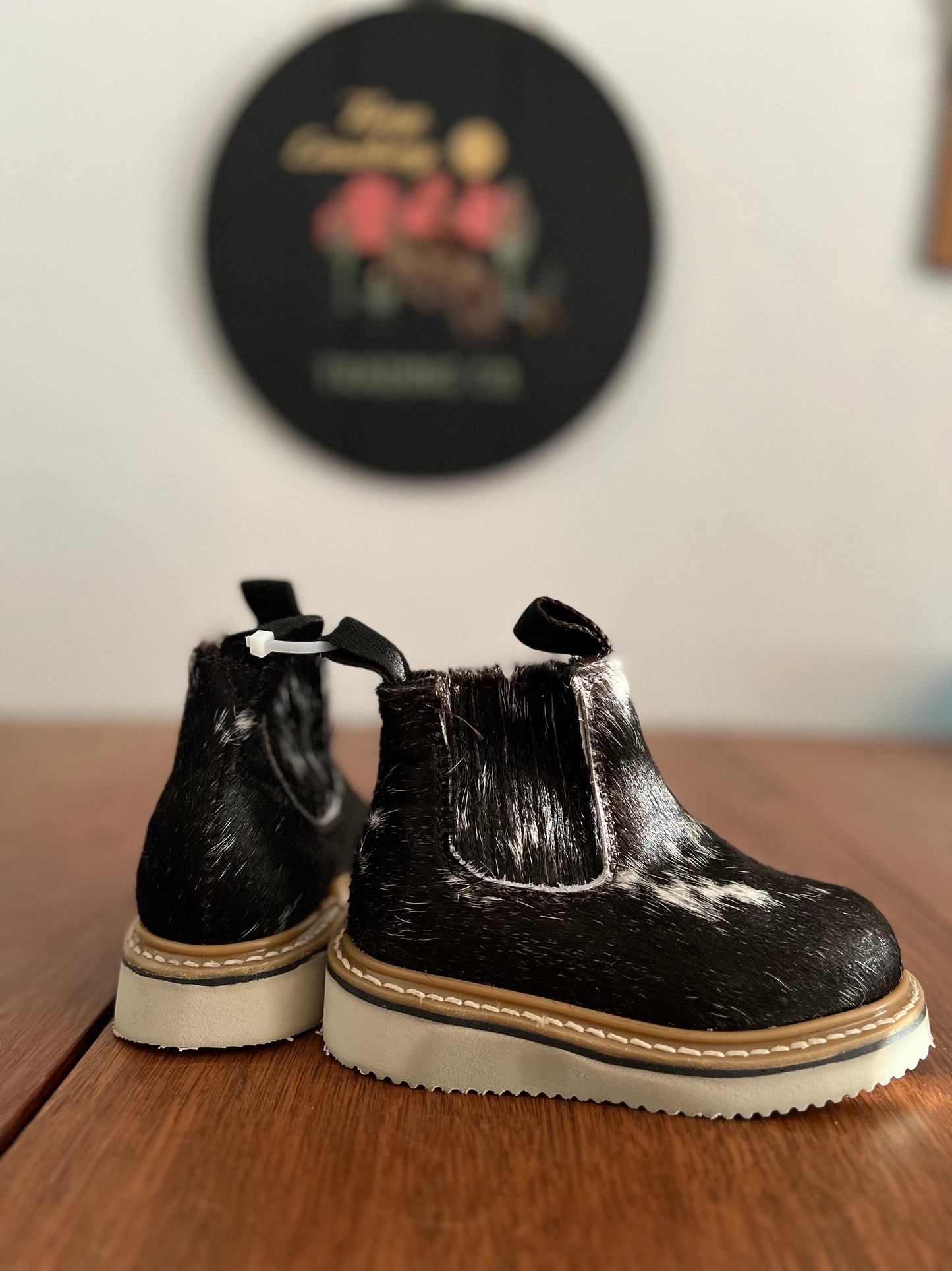 Black & White Cowhide YOUTH Booties