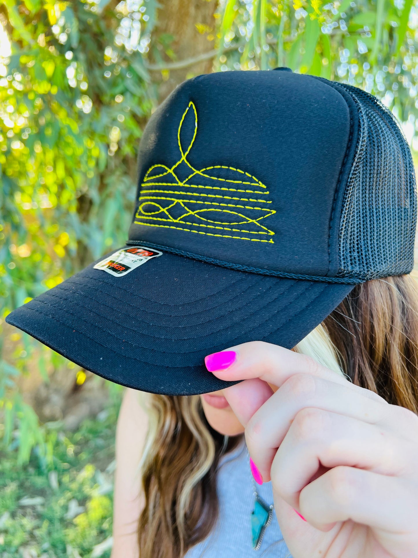 Boot Stitch Trucker Hat (Neon Yellow)
