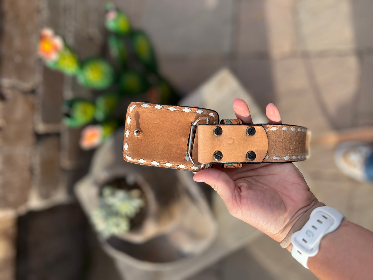 American Leather Tooled Belt