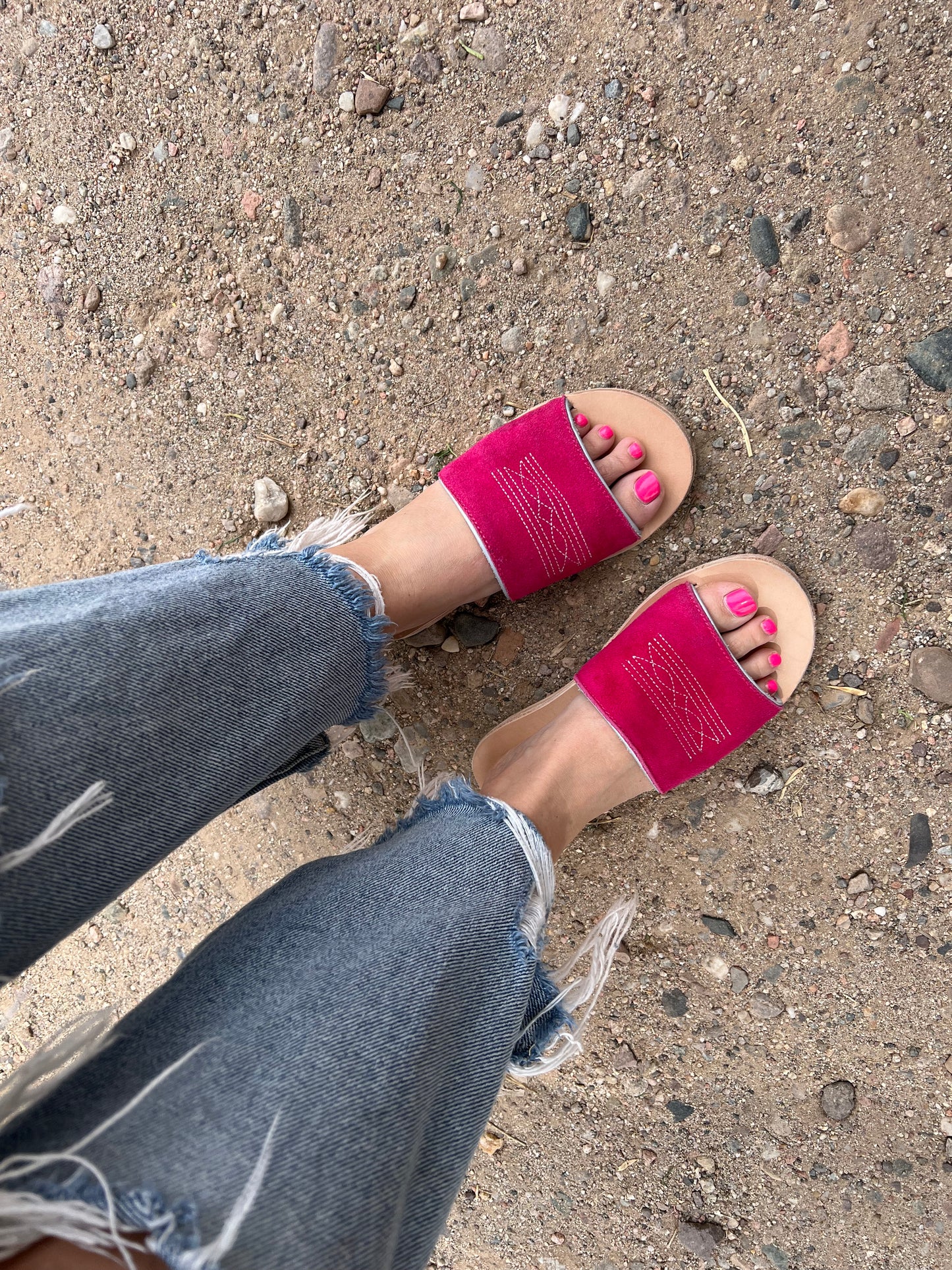 PINK Suede Bootstitch Slide