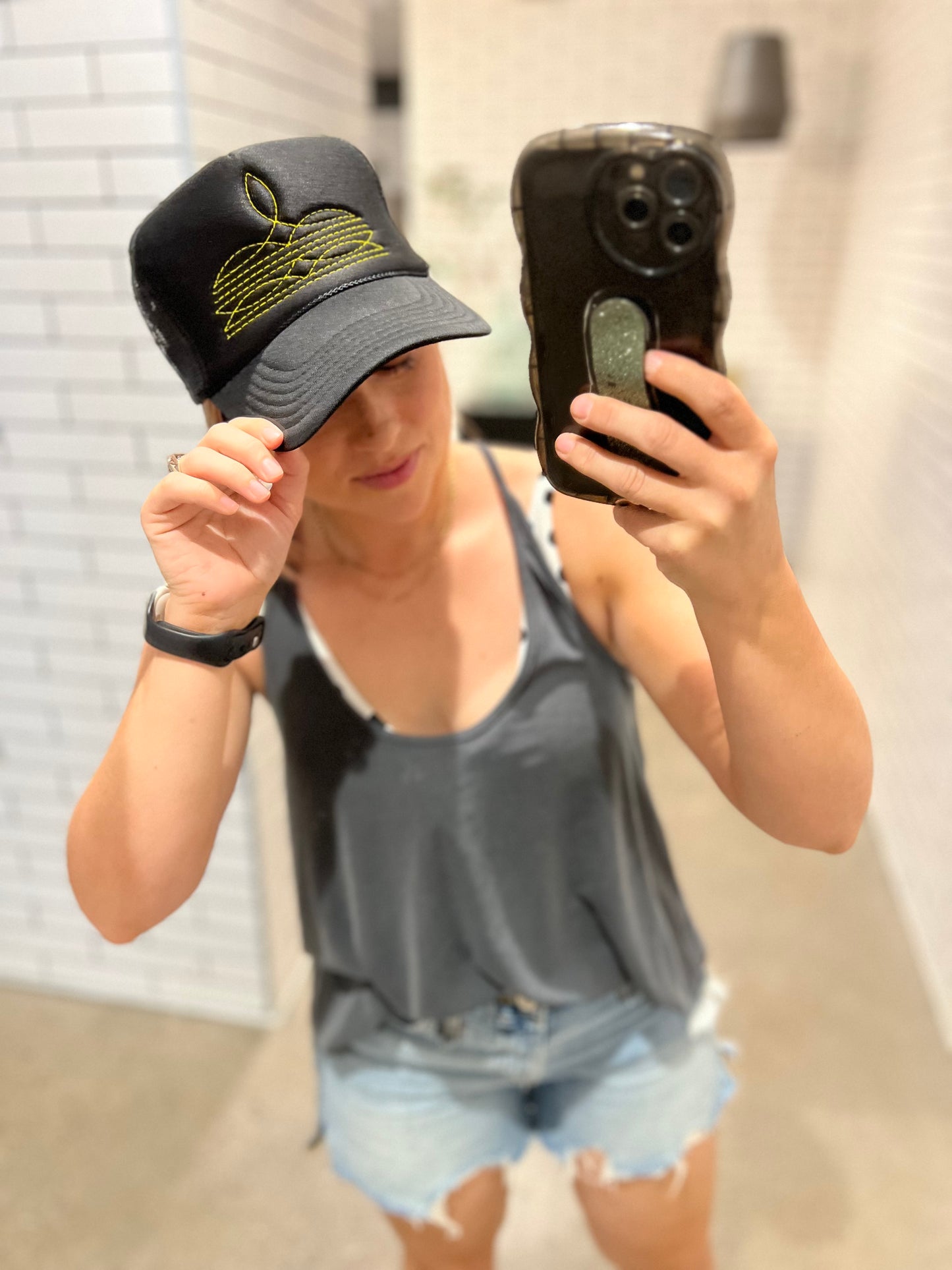 Boot Stitch Trucker Hat (Neon Yellow)