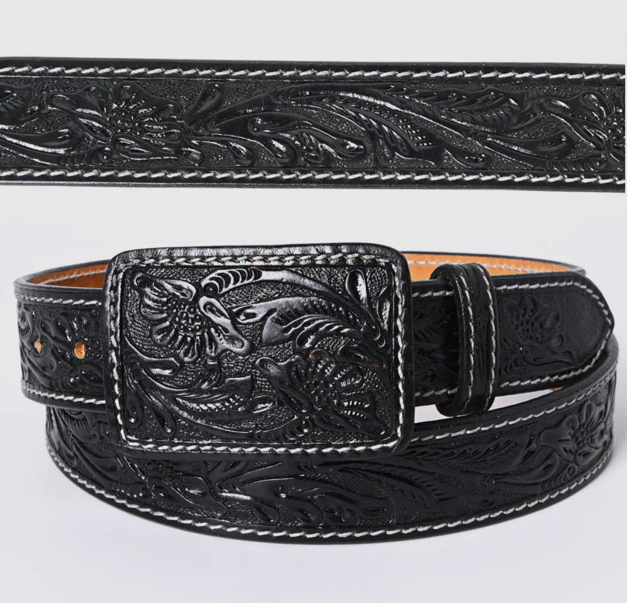American Leather Tooled Belt