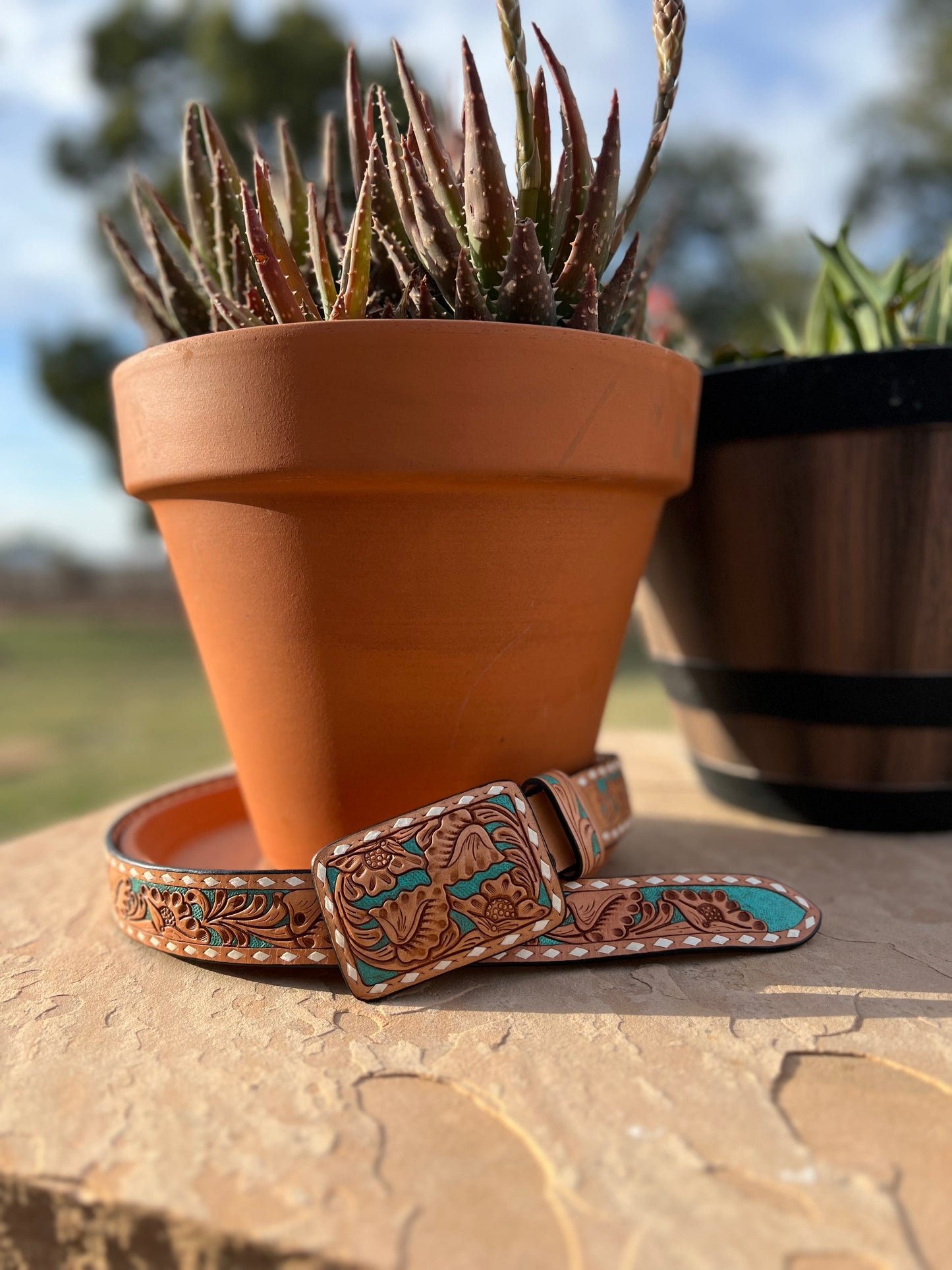 American Leather Tooled Belt