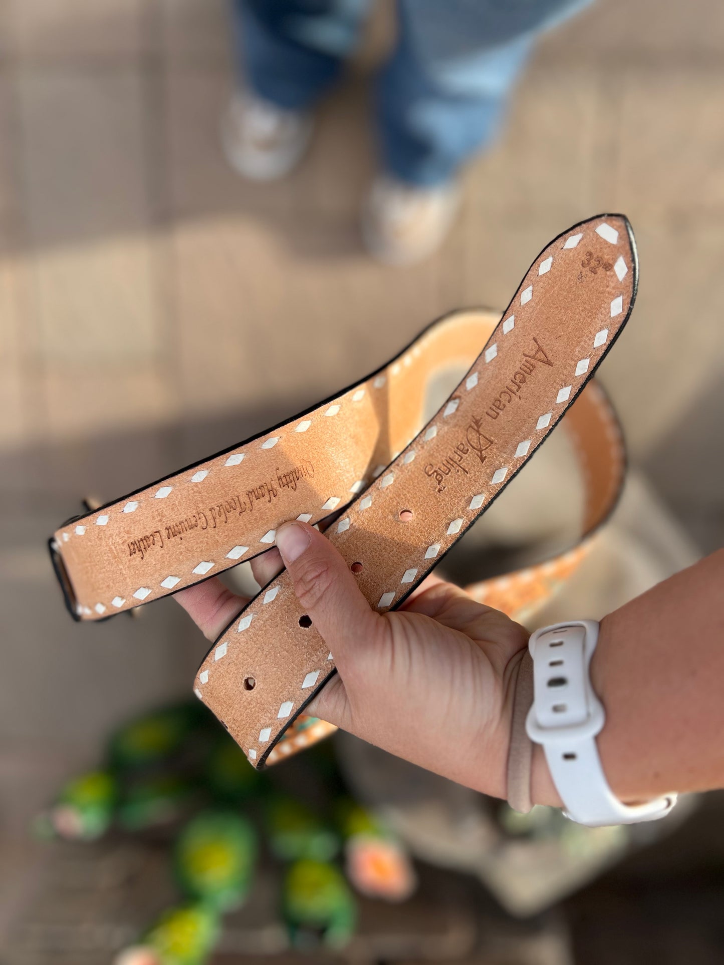 American Leather Tooled Belt