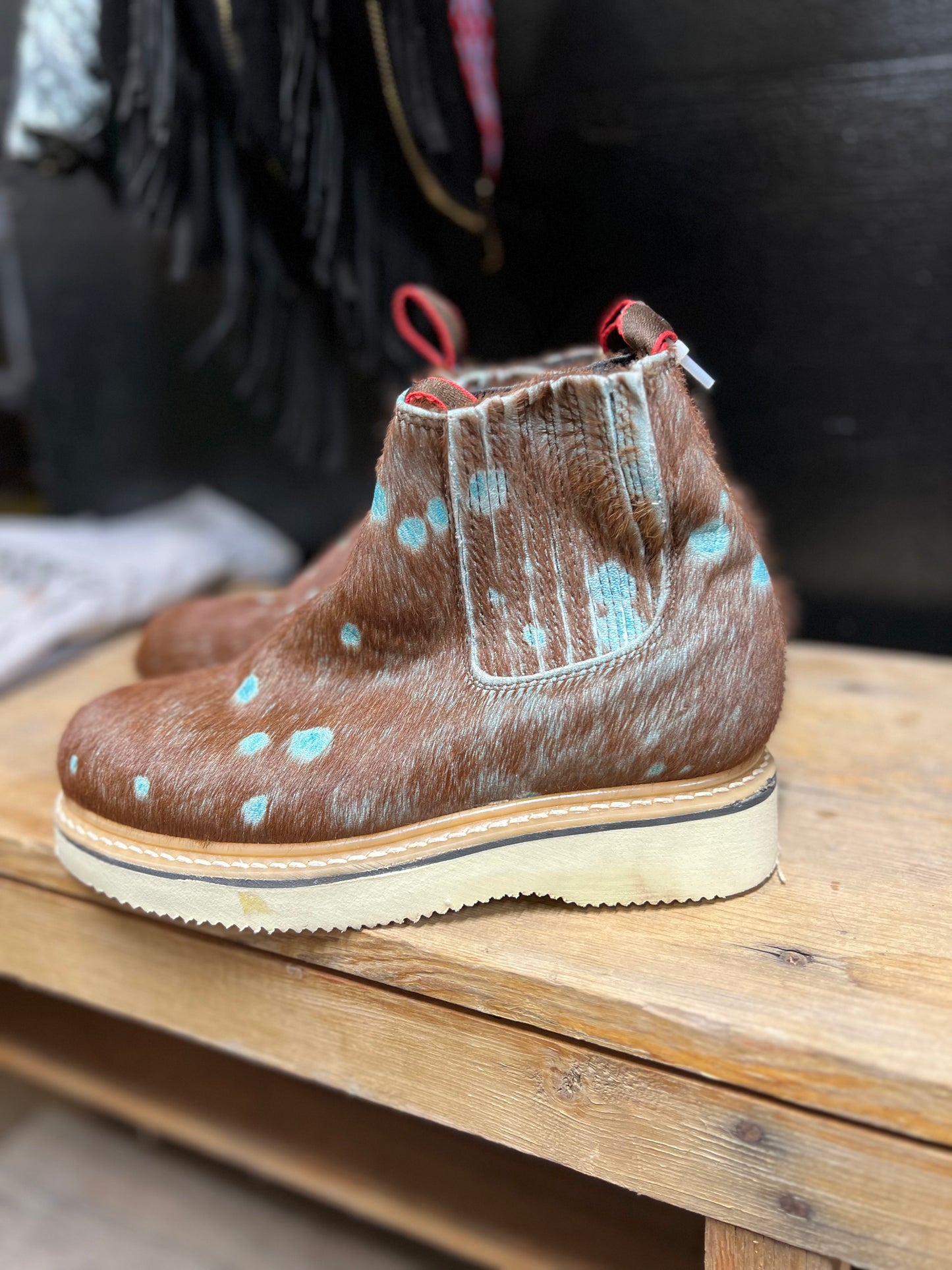 Turquoise Acid Wash Booties