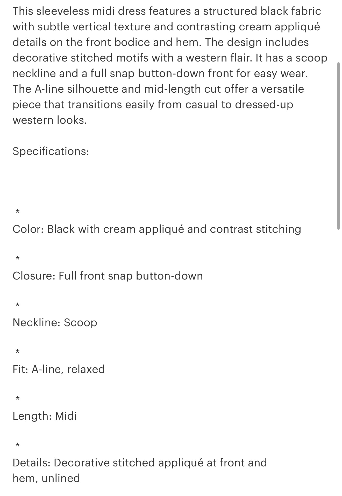 Western Flair Appliqué Dress