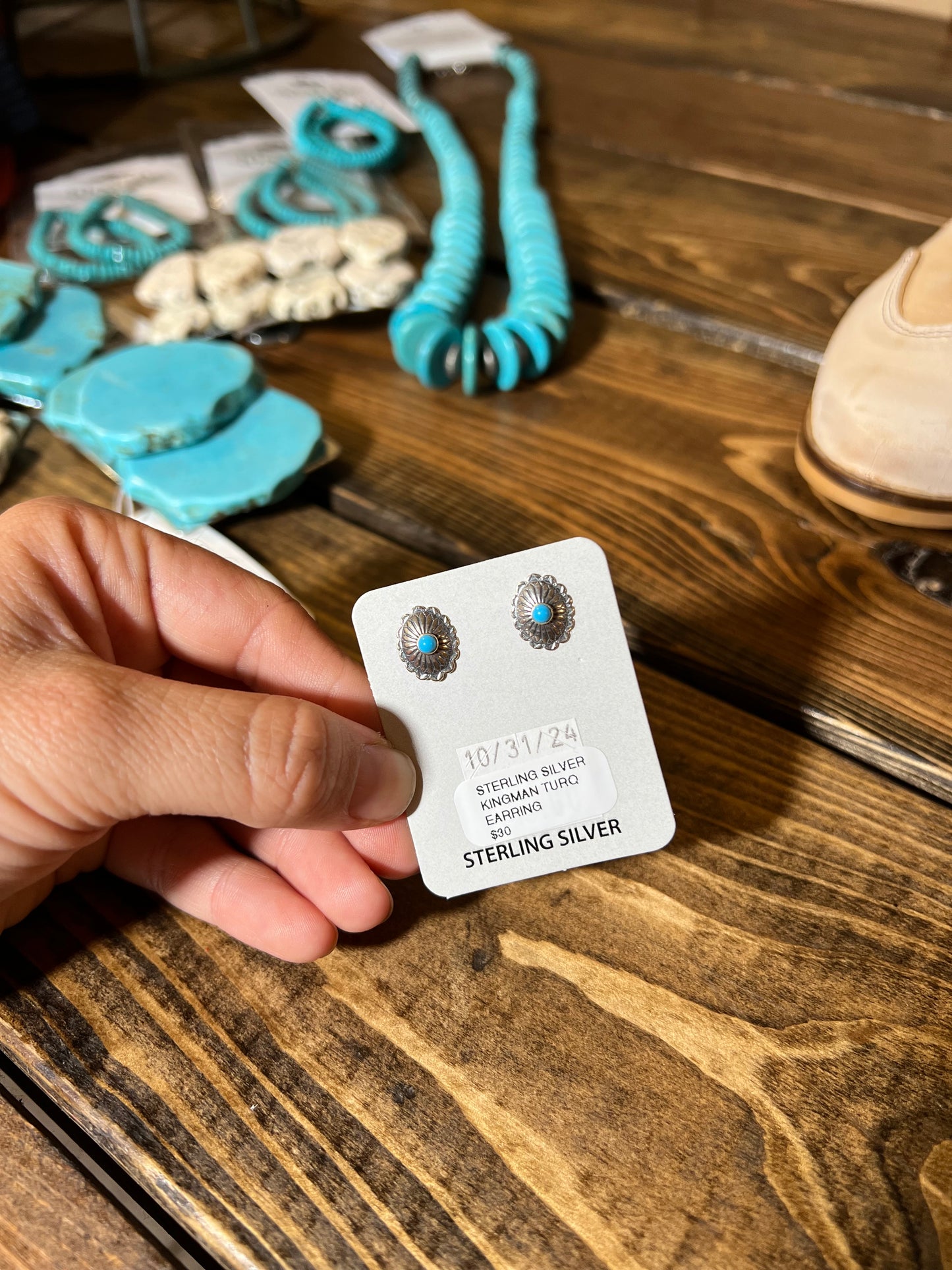 Sterling Silver Kingman Turquoise Stud Earrings