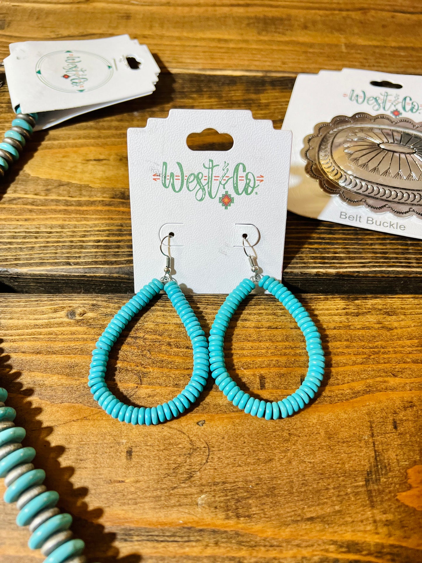 Faux Turquoise Hoop Earring