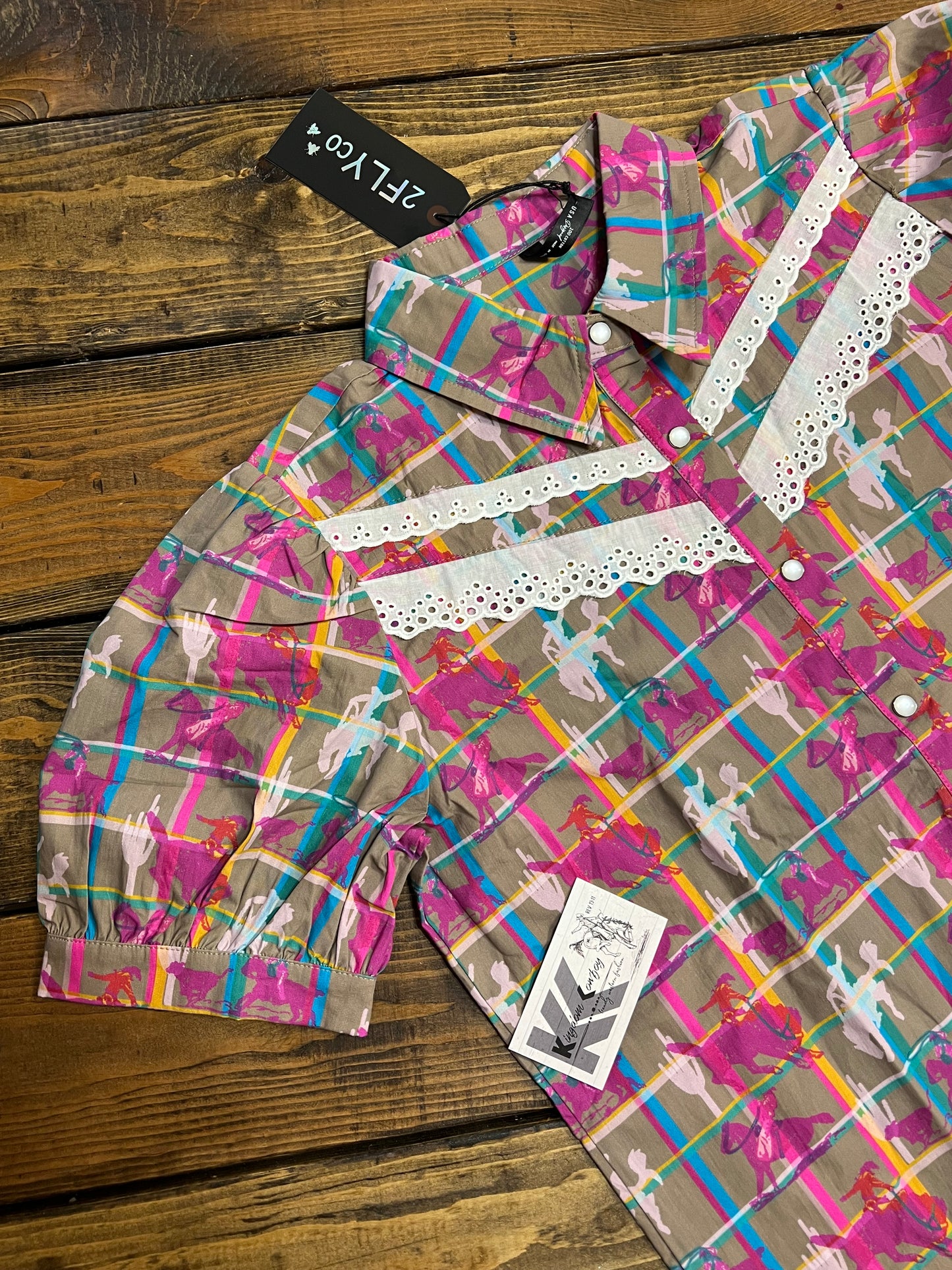 Plaid Posse Puff Sleeved Blouse