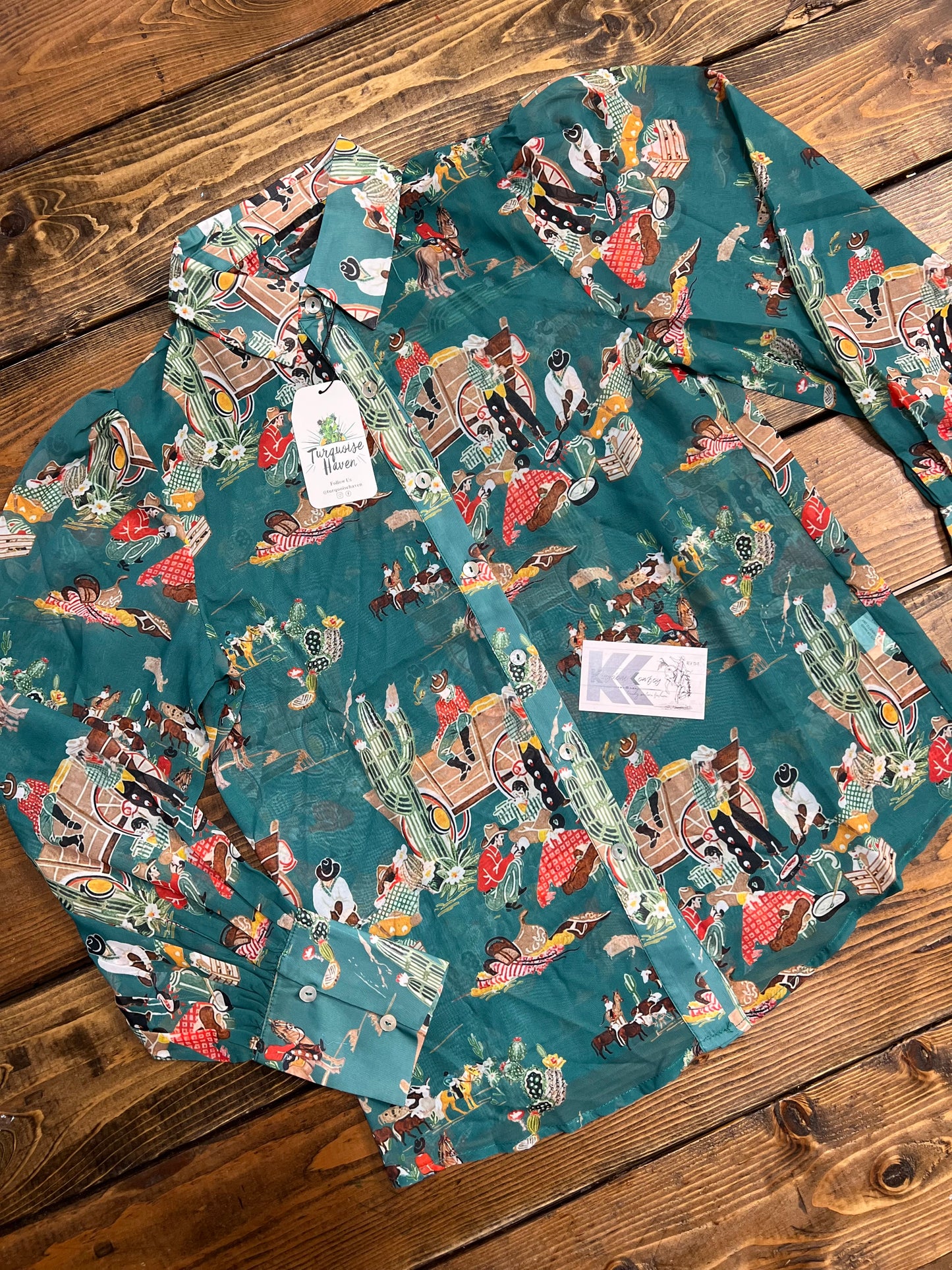 Turquoise Puff Sleeved Longsleeve