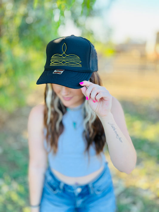 Boot Stitch Trucker Hat (Neon Yellow)