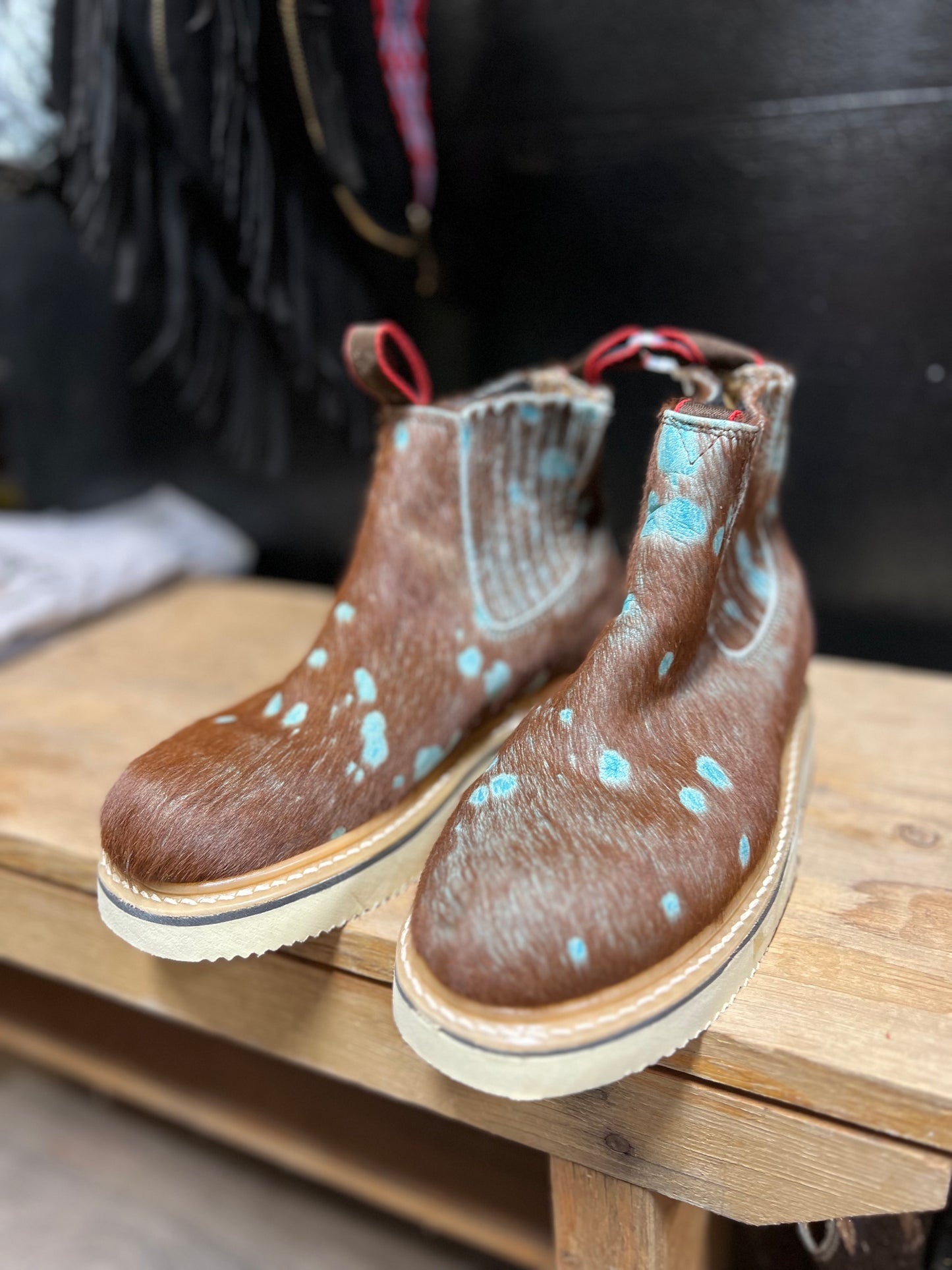 Turquoise Acid Wash Booties