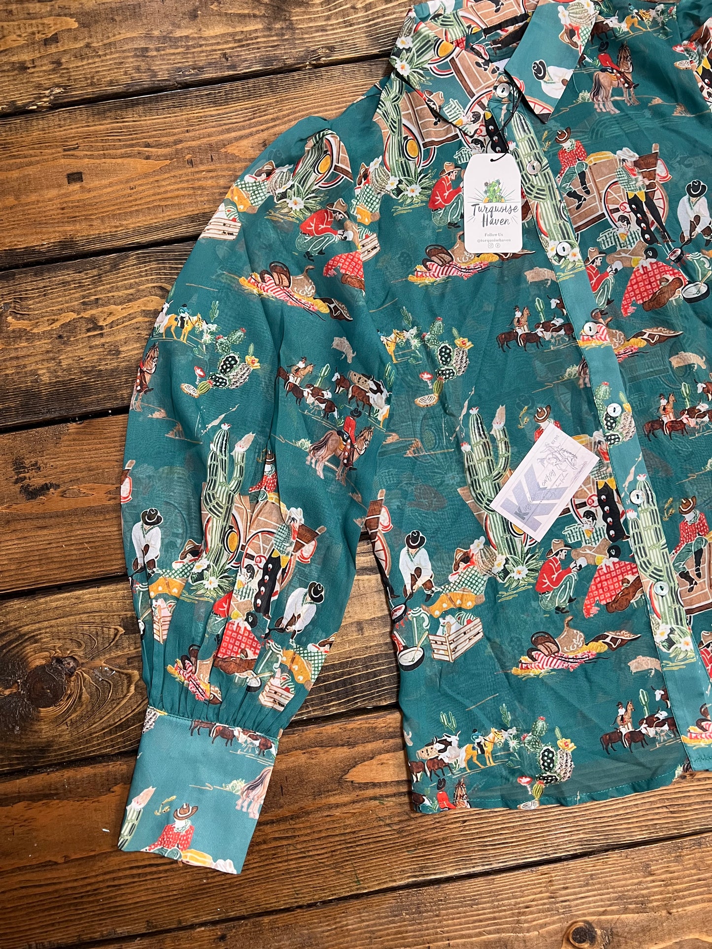 Turquoise Puff Sleeved Longsleeve