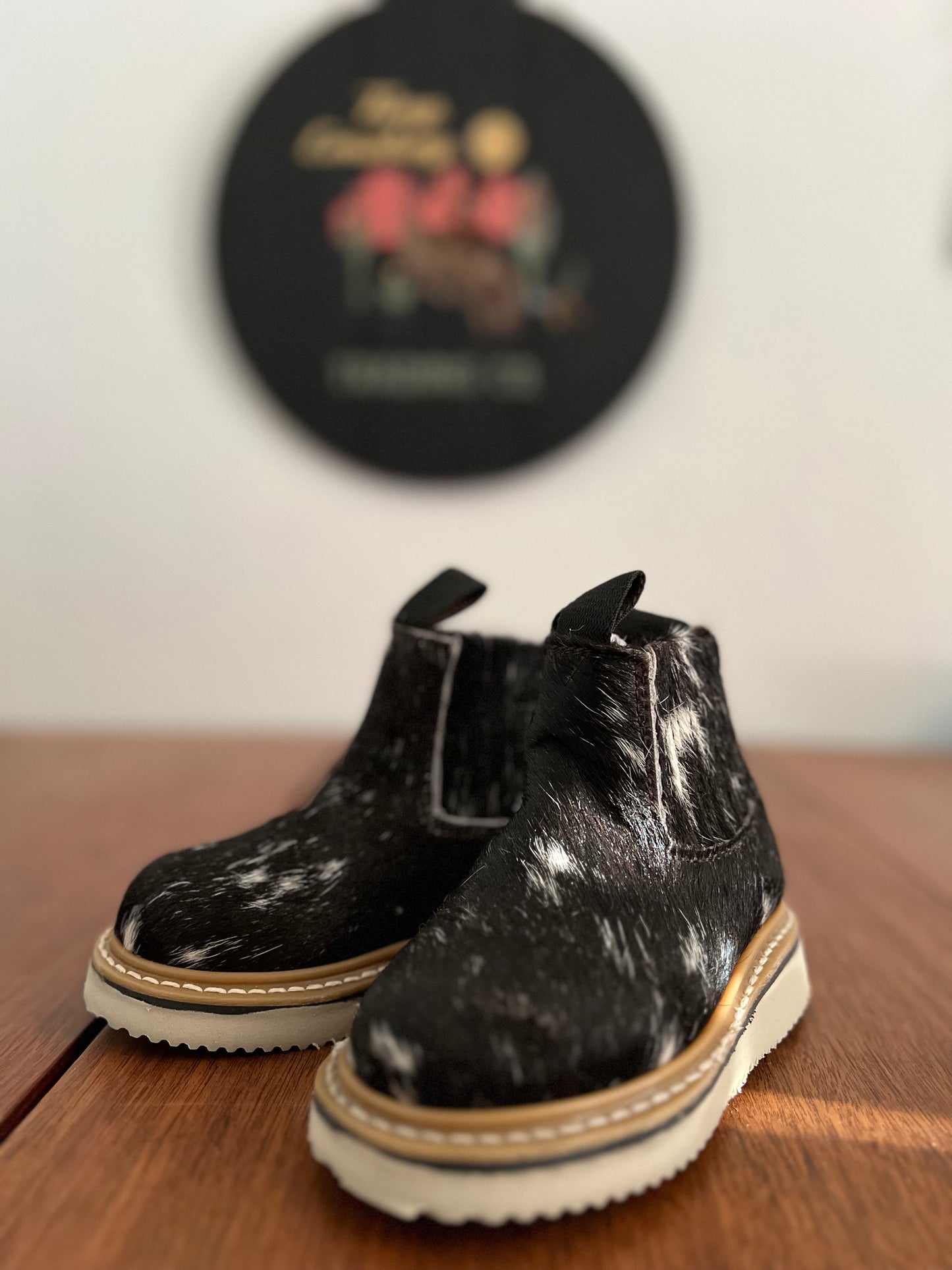Black & White Cowhide YOUTH Booties