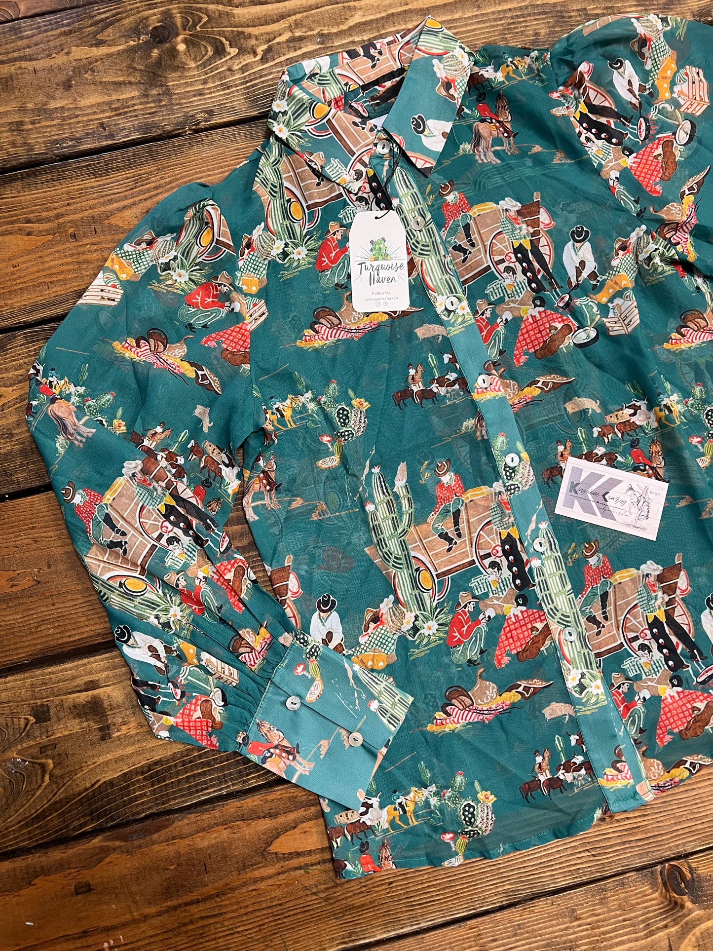 Turquoise Puff Sleeved Longsleeve