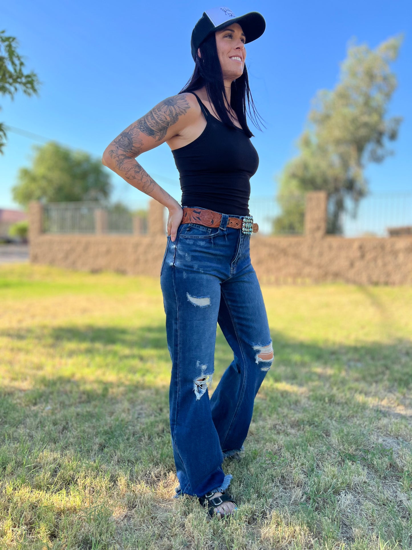 Ultra high rise- Frey Hem Flare Jean