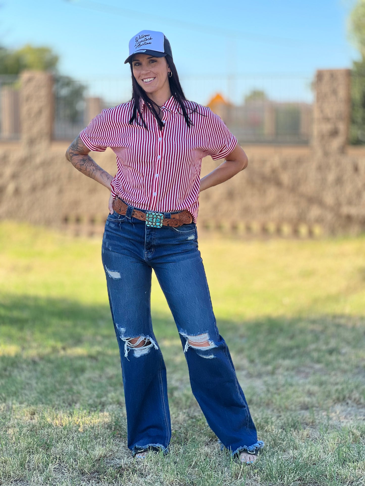 Ultra high rise- Frey Hem Flare Jean