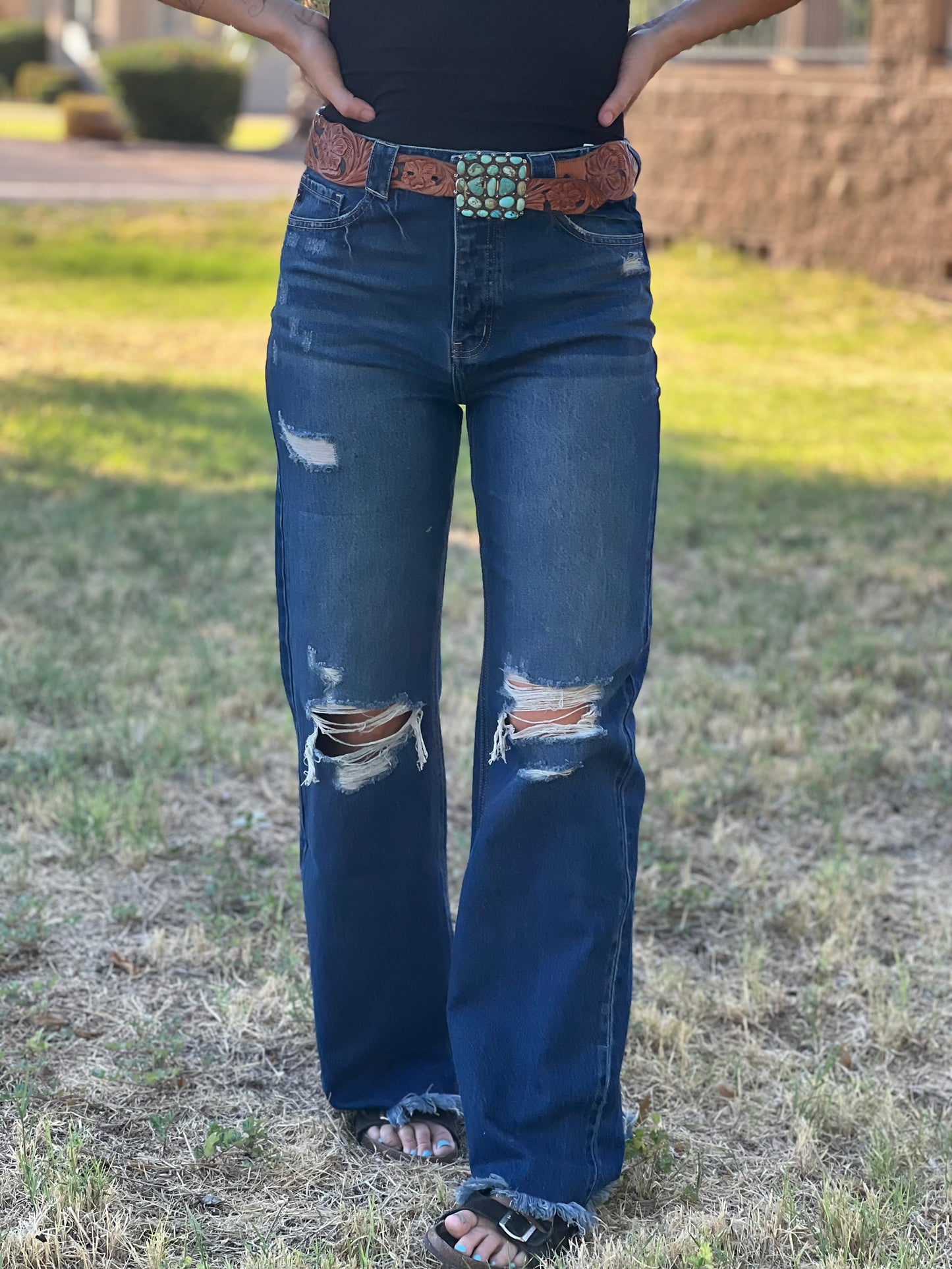 Ultra high rise- Frey Hem Flare Jean