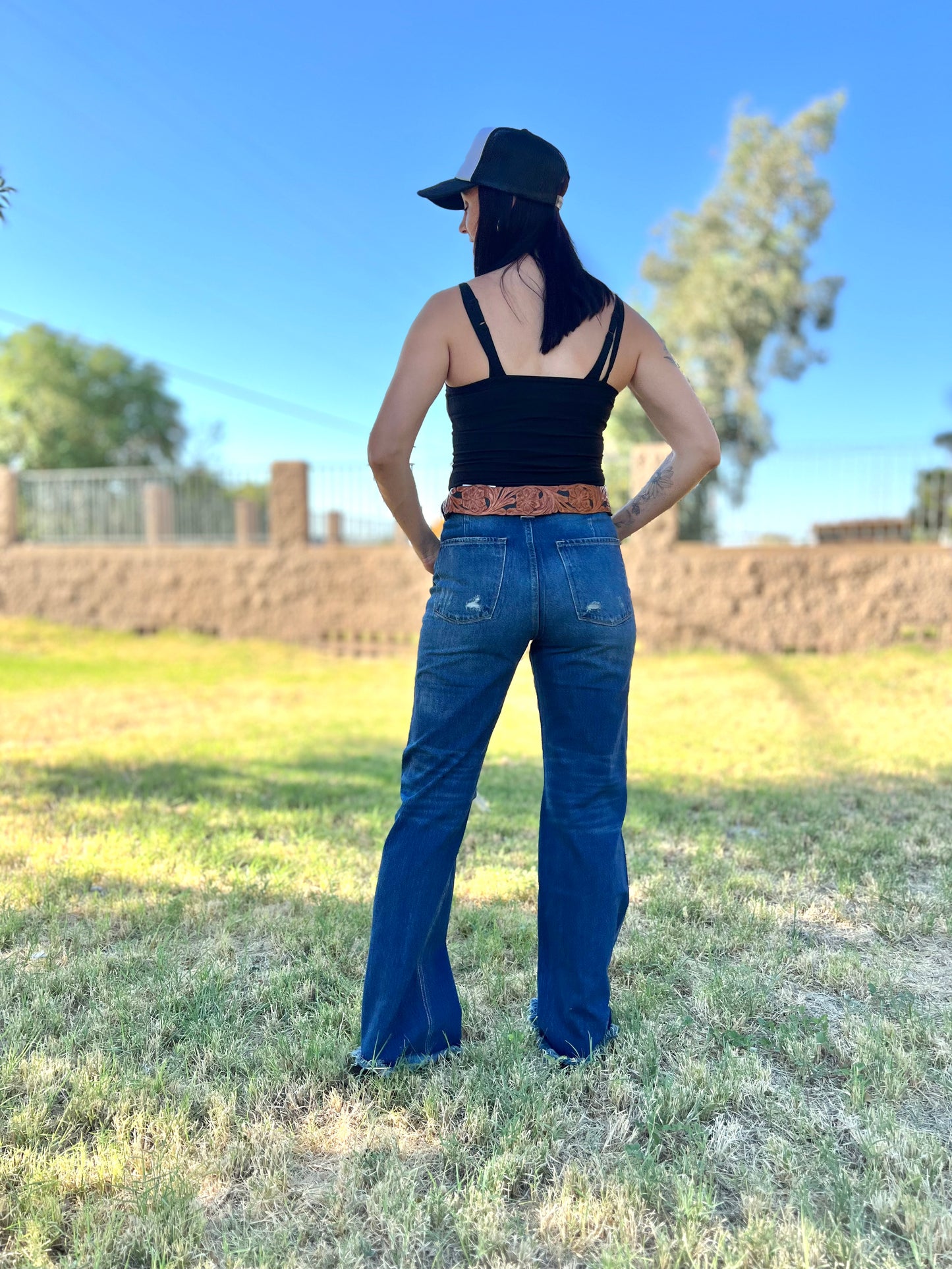 Ultra high rise- Frey Hem Flare Jean