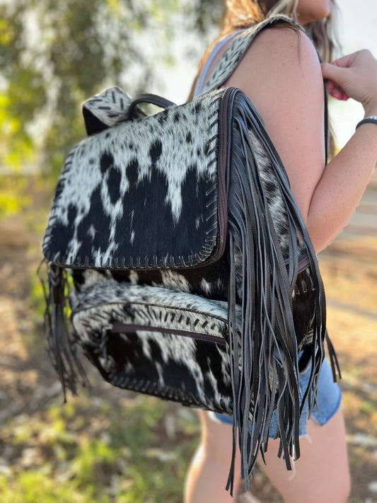 Cowhide Fringe Backpack