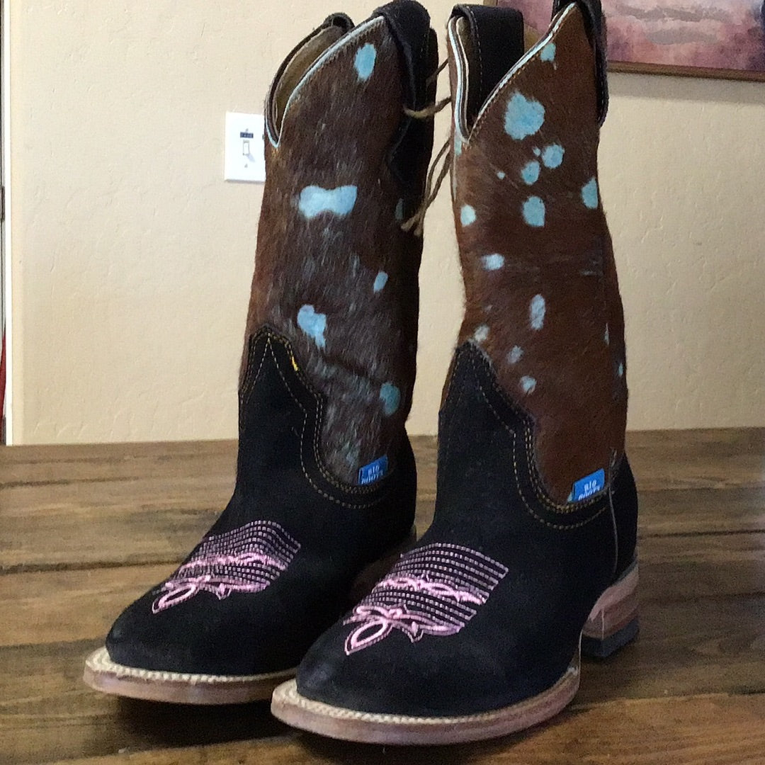 Pink Stitch Turquoise Acid Wash