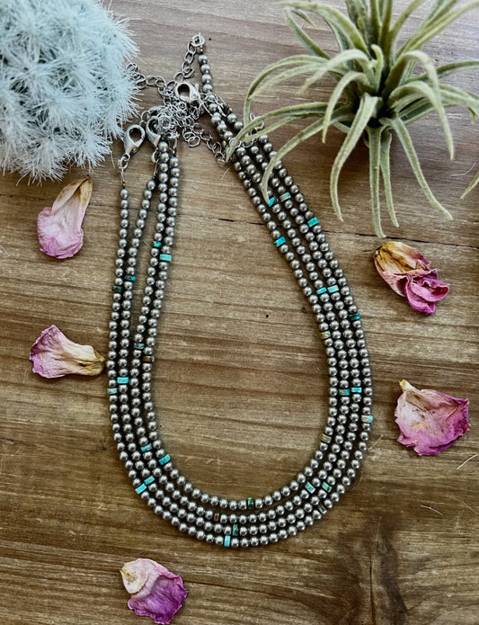 Silver Plated Choker & Composite Turquoise *4mm