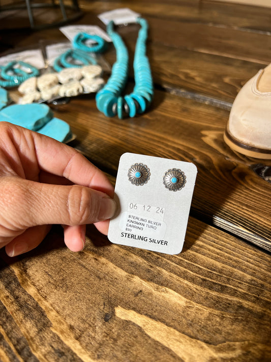 Sterling Silver Kingman Turquoise Stud Earrings