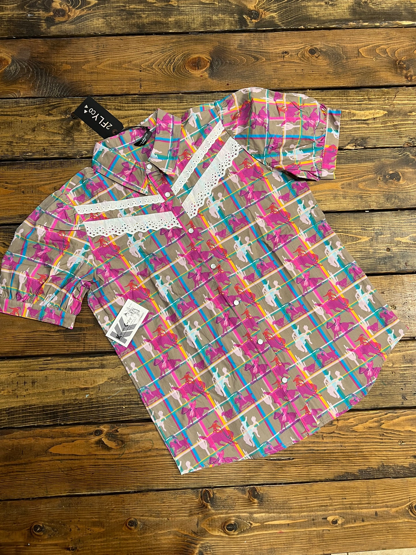 Plaid Posse Puff Sleeved Blouse