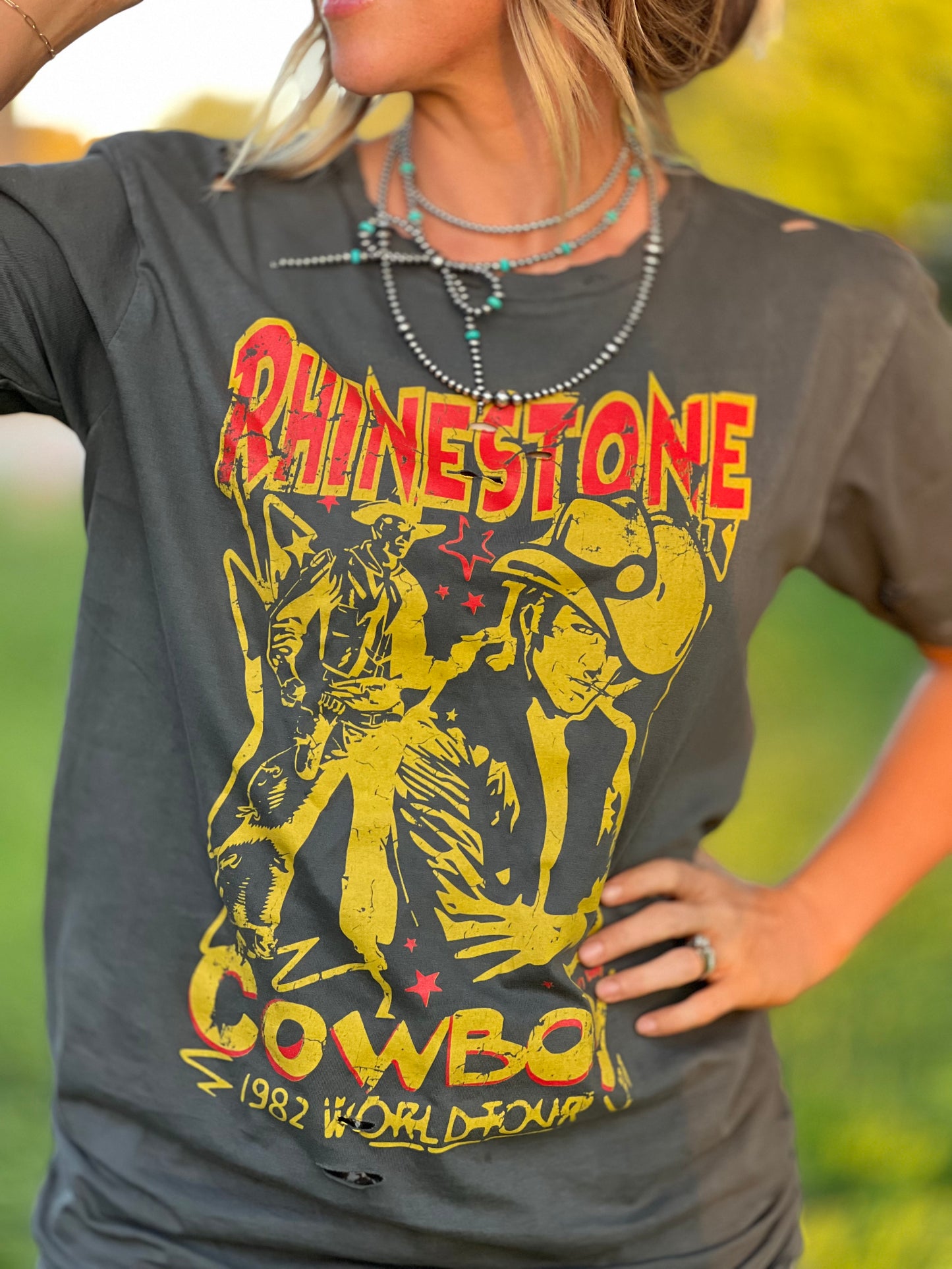 Rhinestone Cowboy Tattered Tee