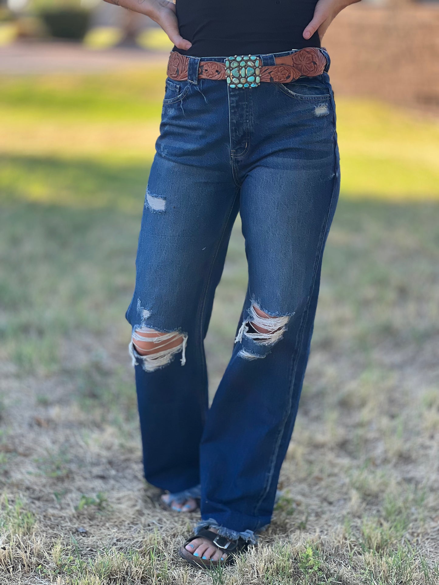 Ultra high rise- Frey Hem Flare Jean