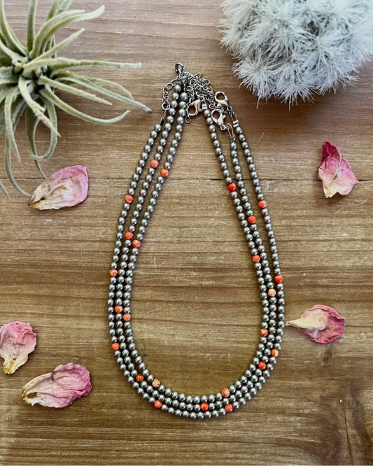 Silver Plated & Orange Choker *4mm