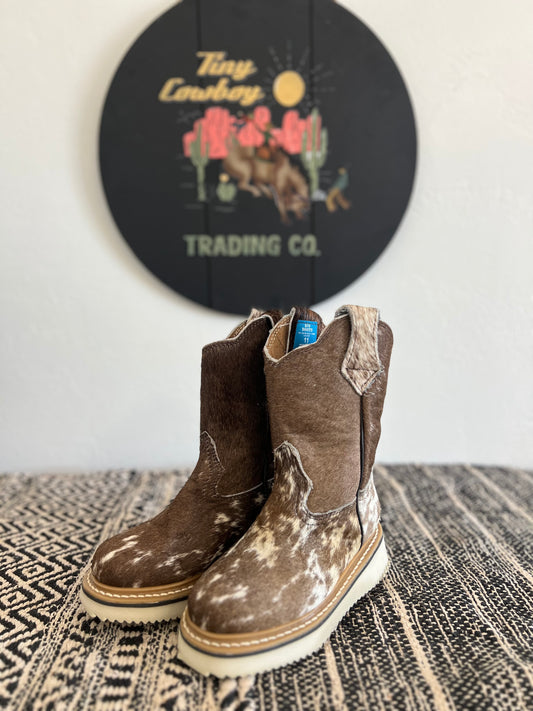 Brown White Cowhide Boots YOUTH