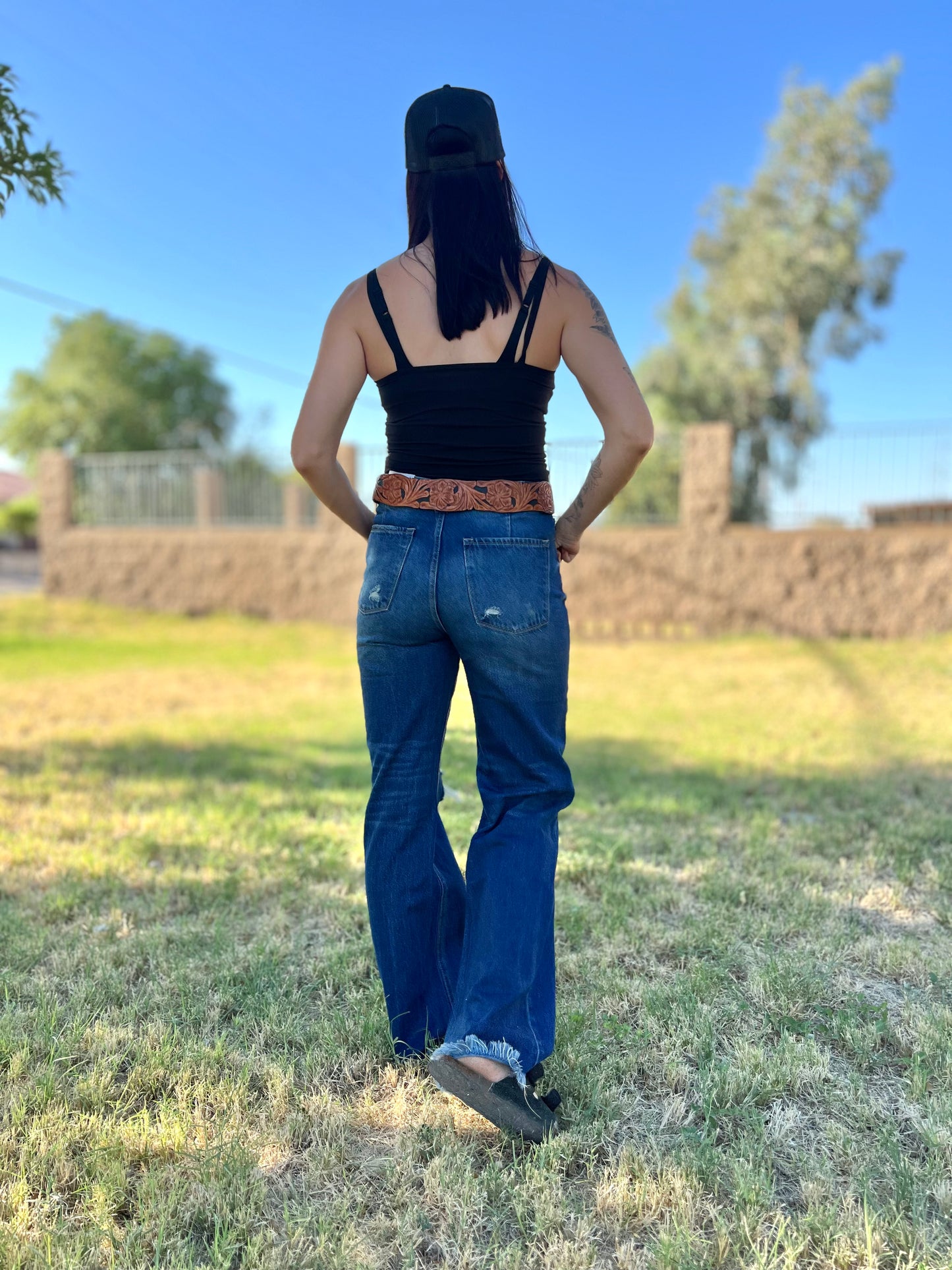 Ultra high rise- Frey Hem Flare Jean