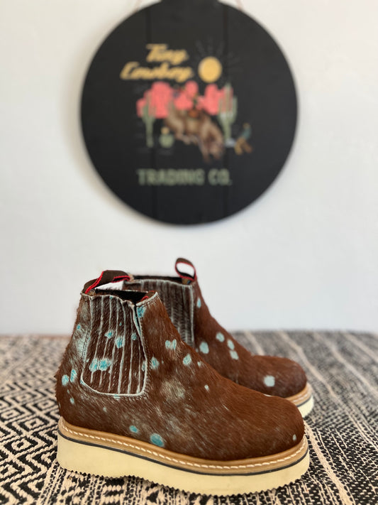 Turquoise Acid Wash Booties