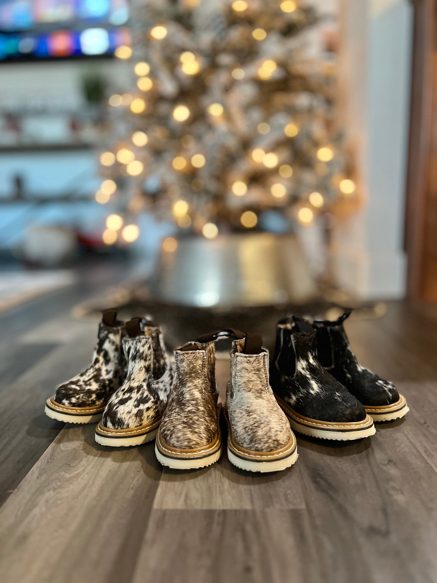 Black & White Cowhide YOUTH Booties