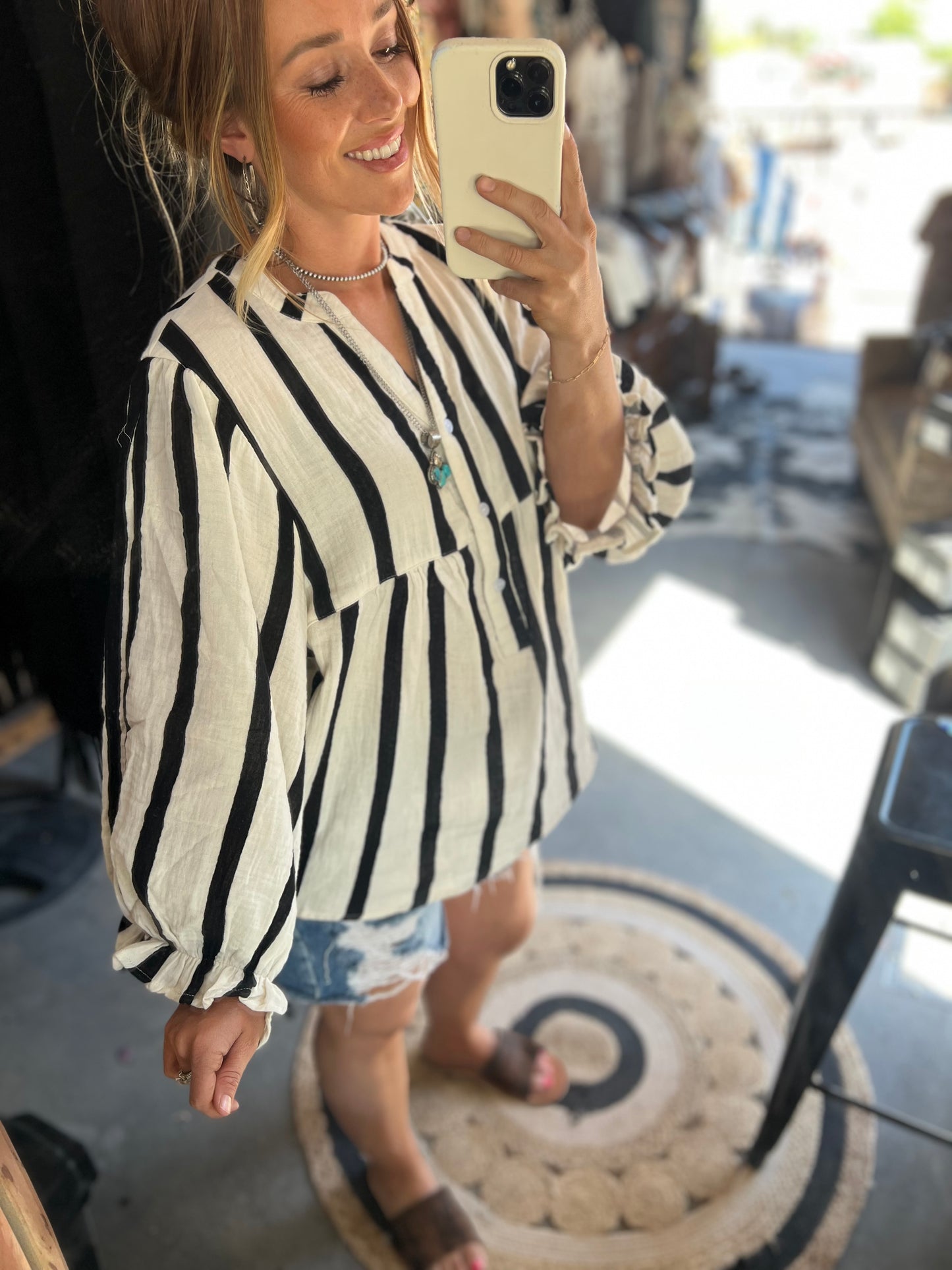 Striped Bubble Blouse