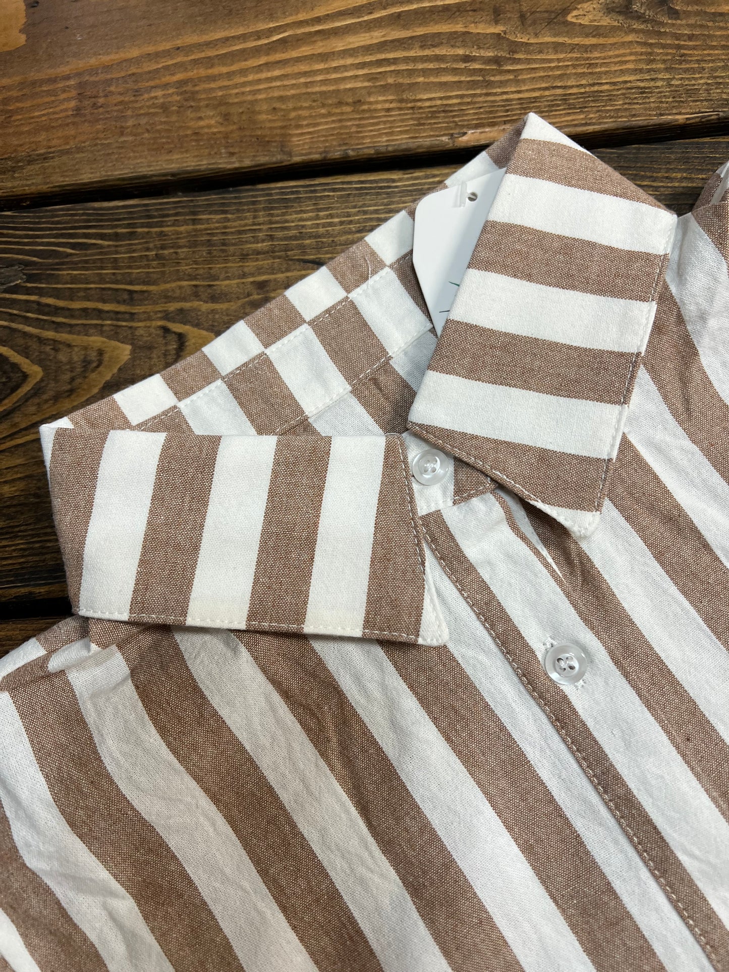 Woman’s Tan Striped Bubble Longsleeve