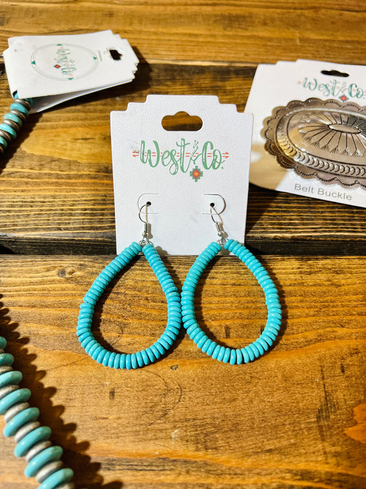 Faux Turquoise Hoop Earring
