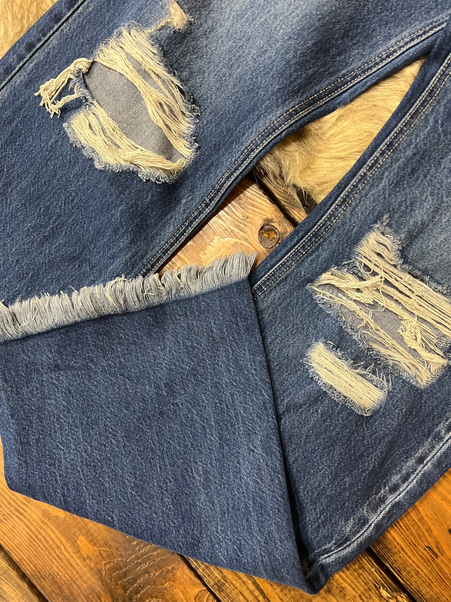 Ultra high rise- Frey Hem Flare Jean