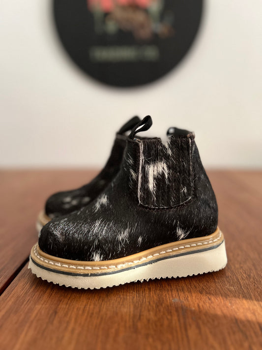 Black & White Cowhide YOUTH Booties
